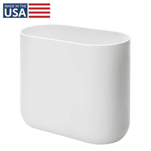 iDesign Small Slim Plastic Bathroom Trash Can, Garbage Can Set