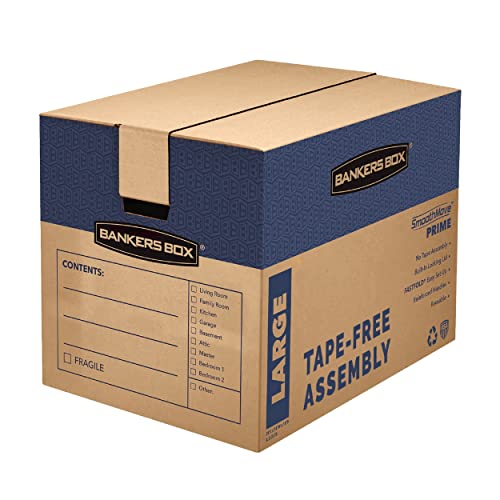 Classic Bankers Box Large Prime Moving Box 6 Pack, Reinforced Essentials