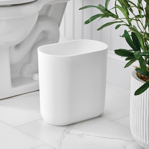 iDesign Small Slim Plastic Bathroom Trash Can, Garbage Can Set