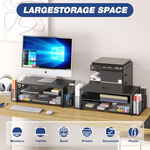 Eco-Friendly OPNICE Desk Organizer and Accessories, 2-Tier Computer Monitor Stand Riser for Daily Use